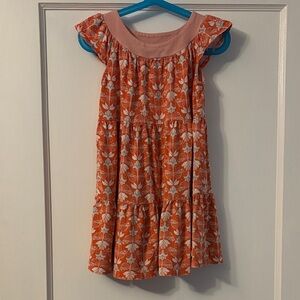 Tea Collection Orange and Pink Floral Dress